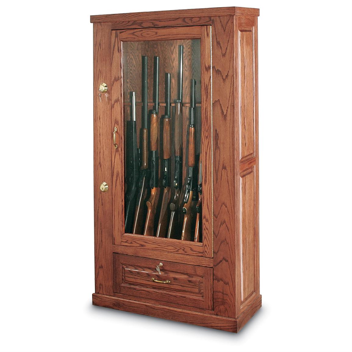 Cherry Stained Red Oak Gun Secure Display Cabinet Gun Safes