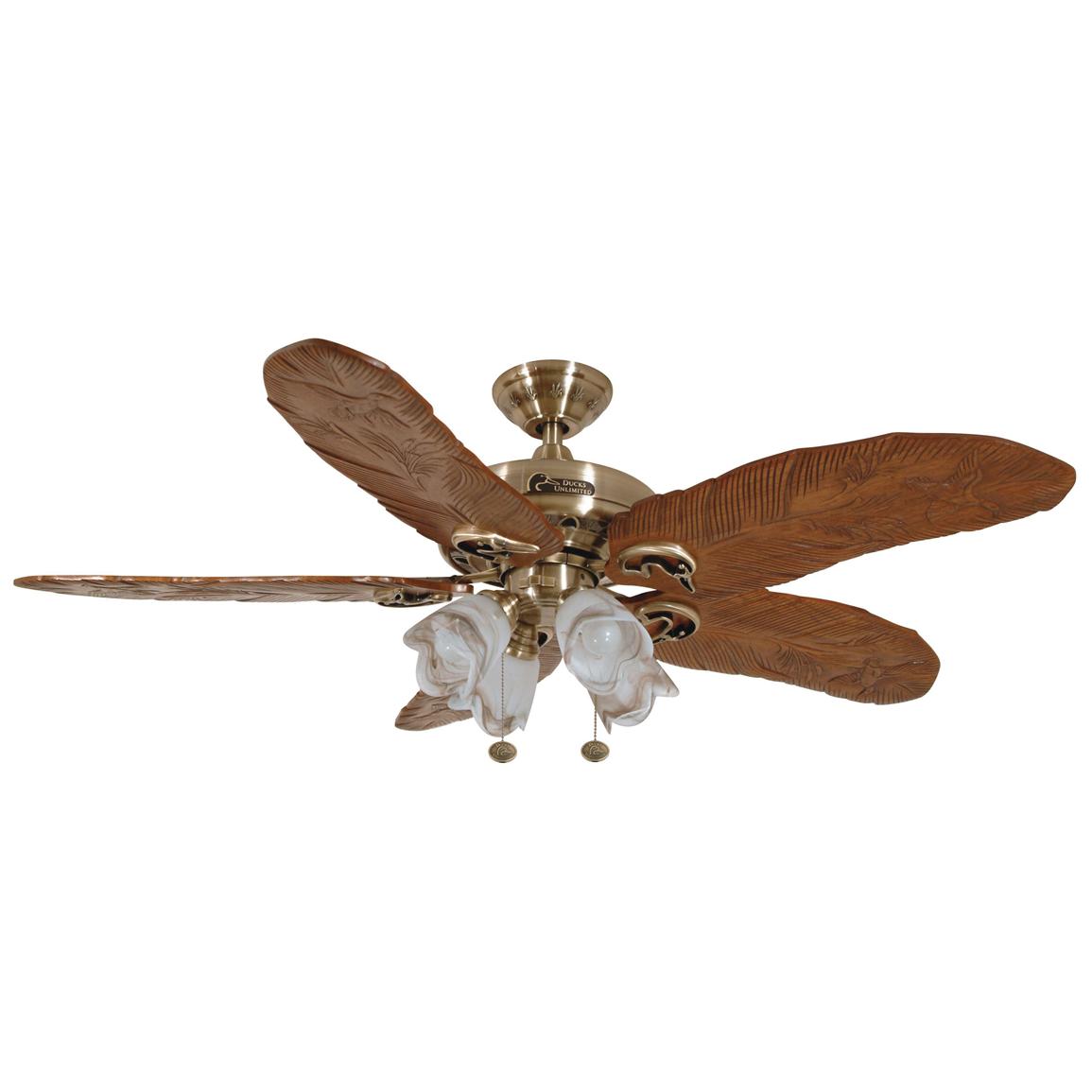 John Marshall Ducks UnlimitedÂ® Ceiling Fan with Hand-Carved Feather Blade and Light Kit - 109420 