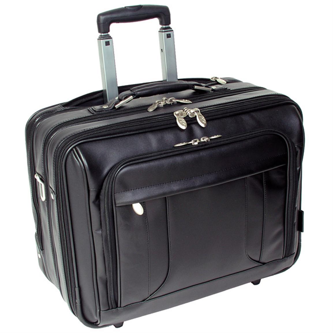 McKlein USA C Series LaSalle 17&quot; Leather Wheeled Laptop / Overnight Bag, Black - 113810 ...