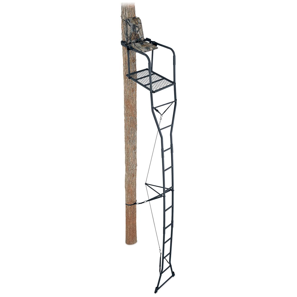 Ameristep® 15' Shooter Ladder Stand, Gray and Realtree® Hardwoods