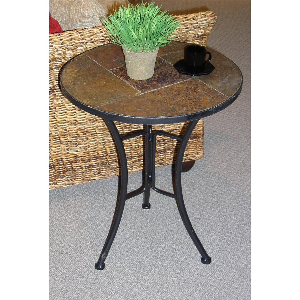 4D Concepts Round Slate top End Table 136308, Kitchen & Dining at