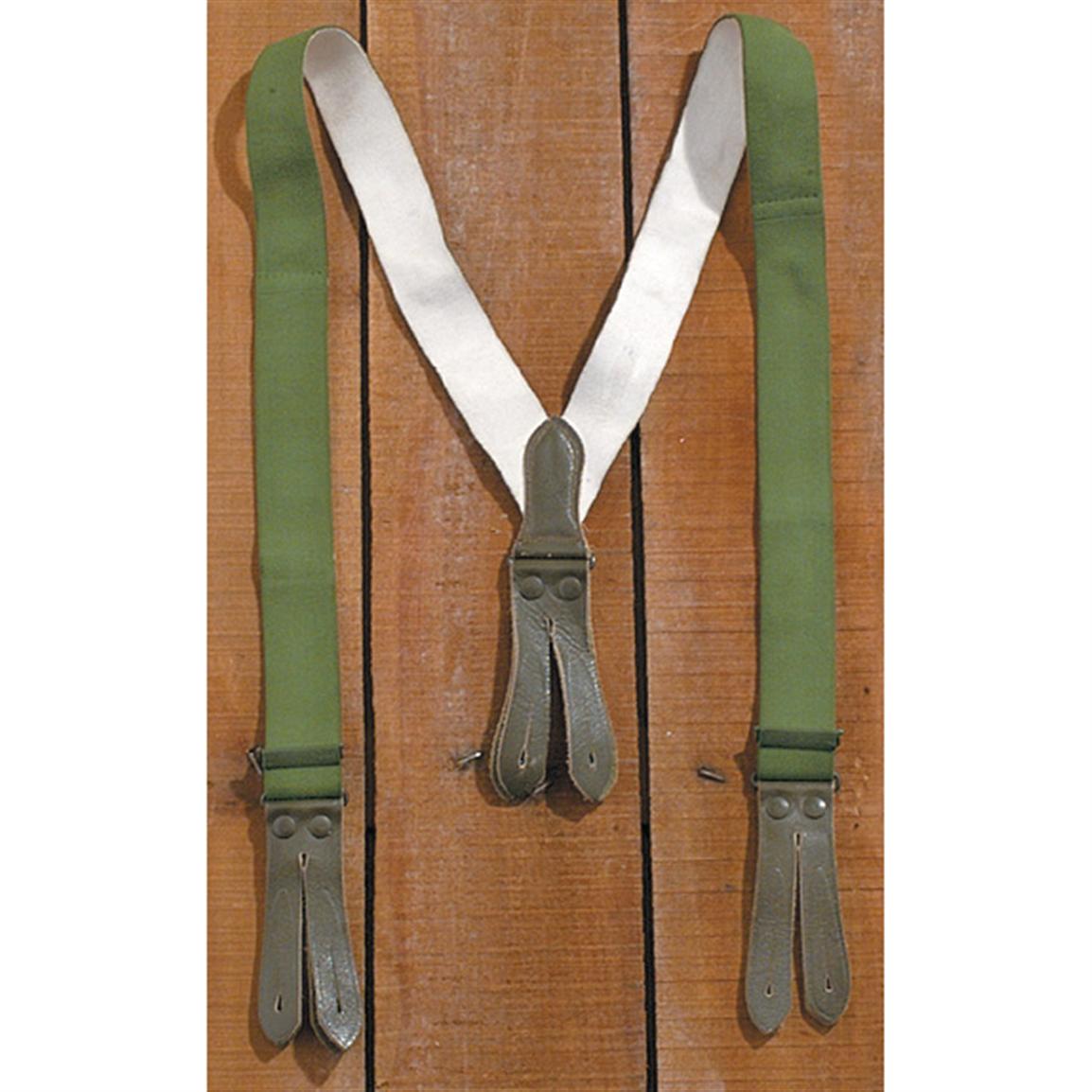 3 Used German Military Surplus Button Suspenders - 637633, Belts 