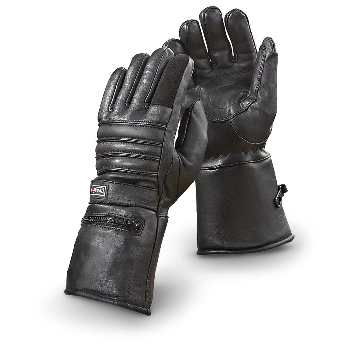 30 gram Thinsulate™ Insulation Leather Gauntlet Gloves, Black - 149277 