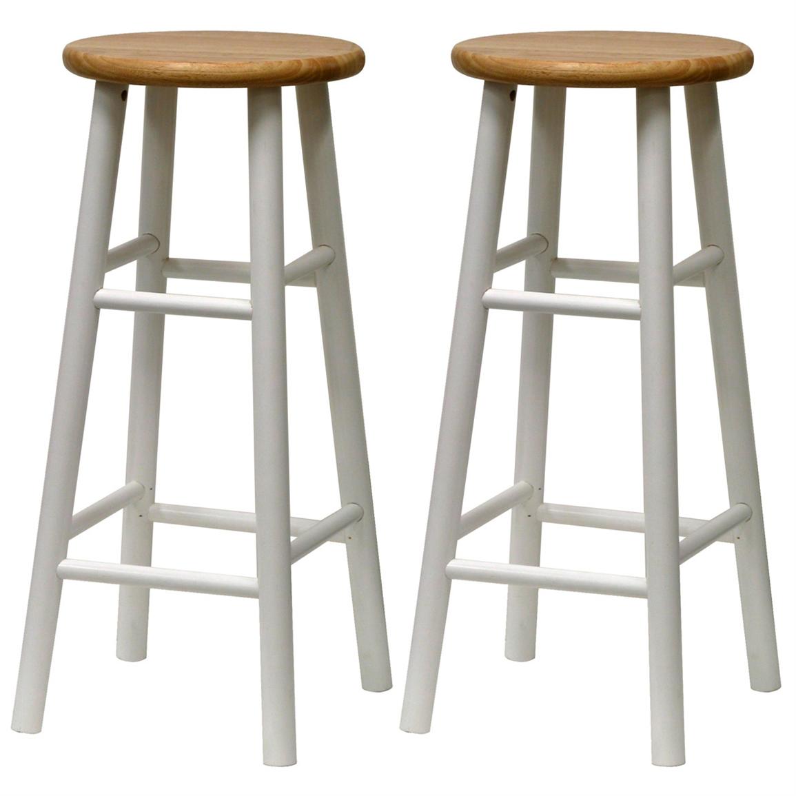 Winsome Natural & White 30" Basic Bar Stools, Set of 2 151011