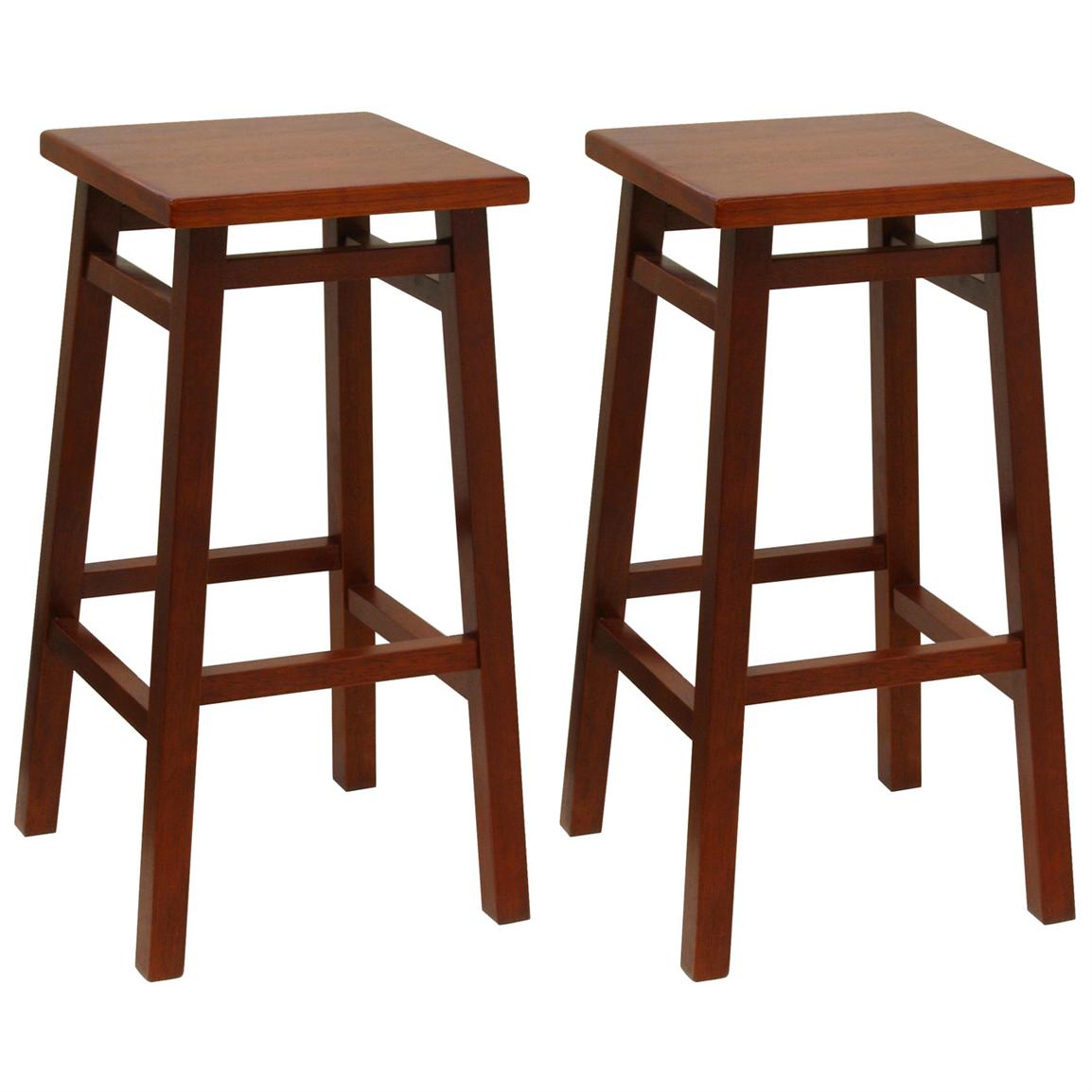 Winsome® 30 Walnut Finished Square Seat Bar Stools Set Of 2 151330 Kitchen And Dining At