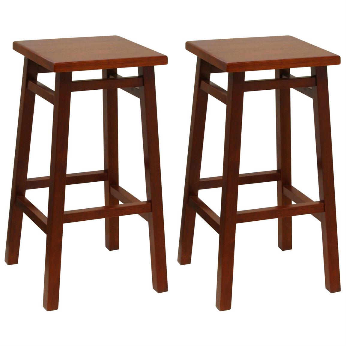 Winsome® 30" Walnut Finished Square Seat Bar Stools (Set of 2) 151330