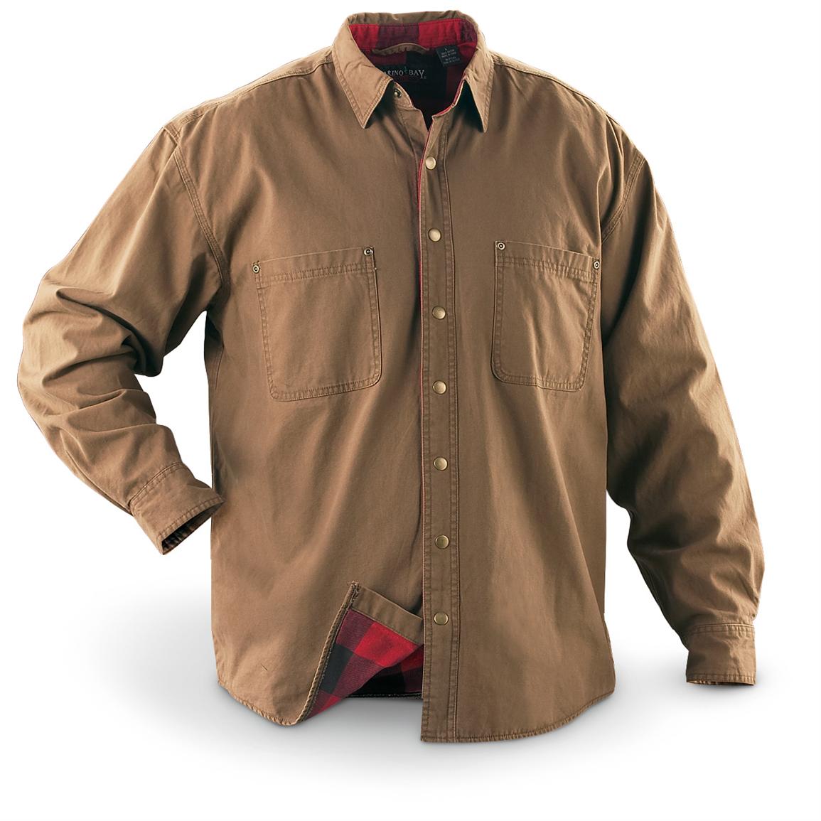 Canvas Flannel - lined Work Shirt, Buckskin - 152246, Shirts at