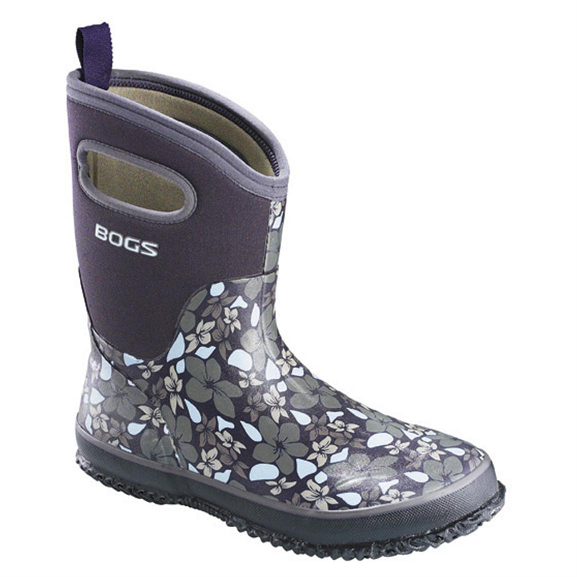 Women&#39;s Bogs® Classic Mid Hibiscus - 152683, Rubber & Rain Boots at Sportsman&#39;s Guide