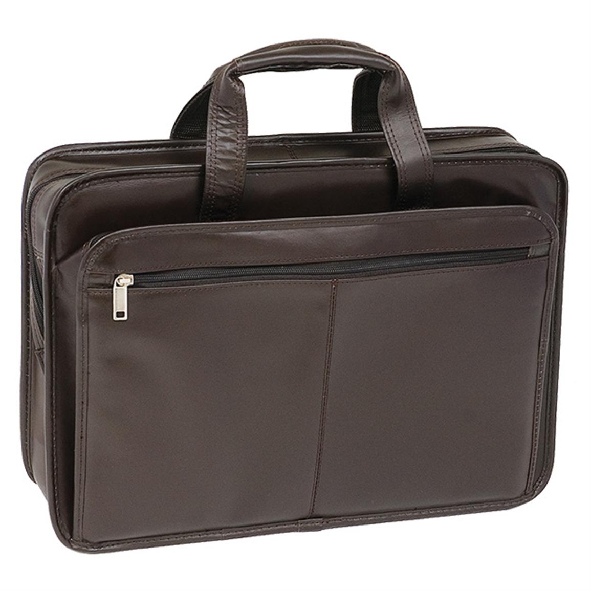 mcklein leather double compartment laptop case