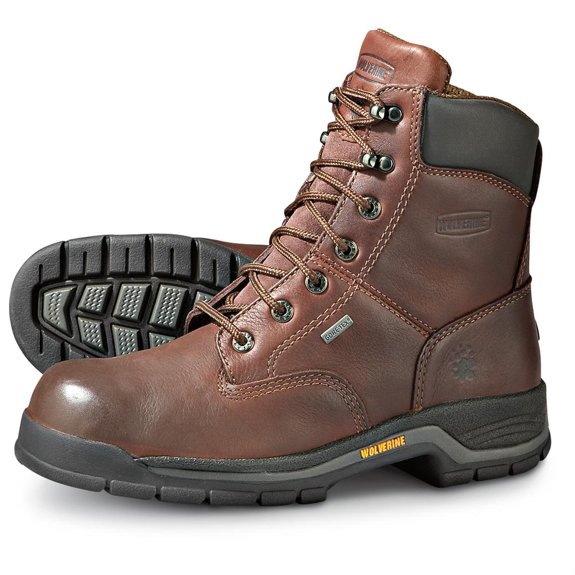 Men&#39;s Wolverine® GORE - TEX® Harrison Work Boots, Brown - 159897, Work Boots at Sportsman&#39;s Guide