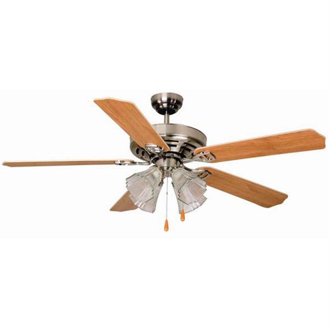 Aloha® Breeze 52" Dual-mount Brushed Nickel Ceiling Fan with 4-light ...