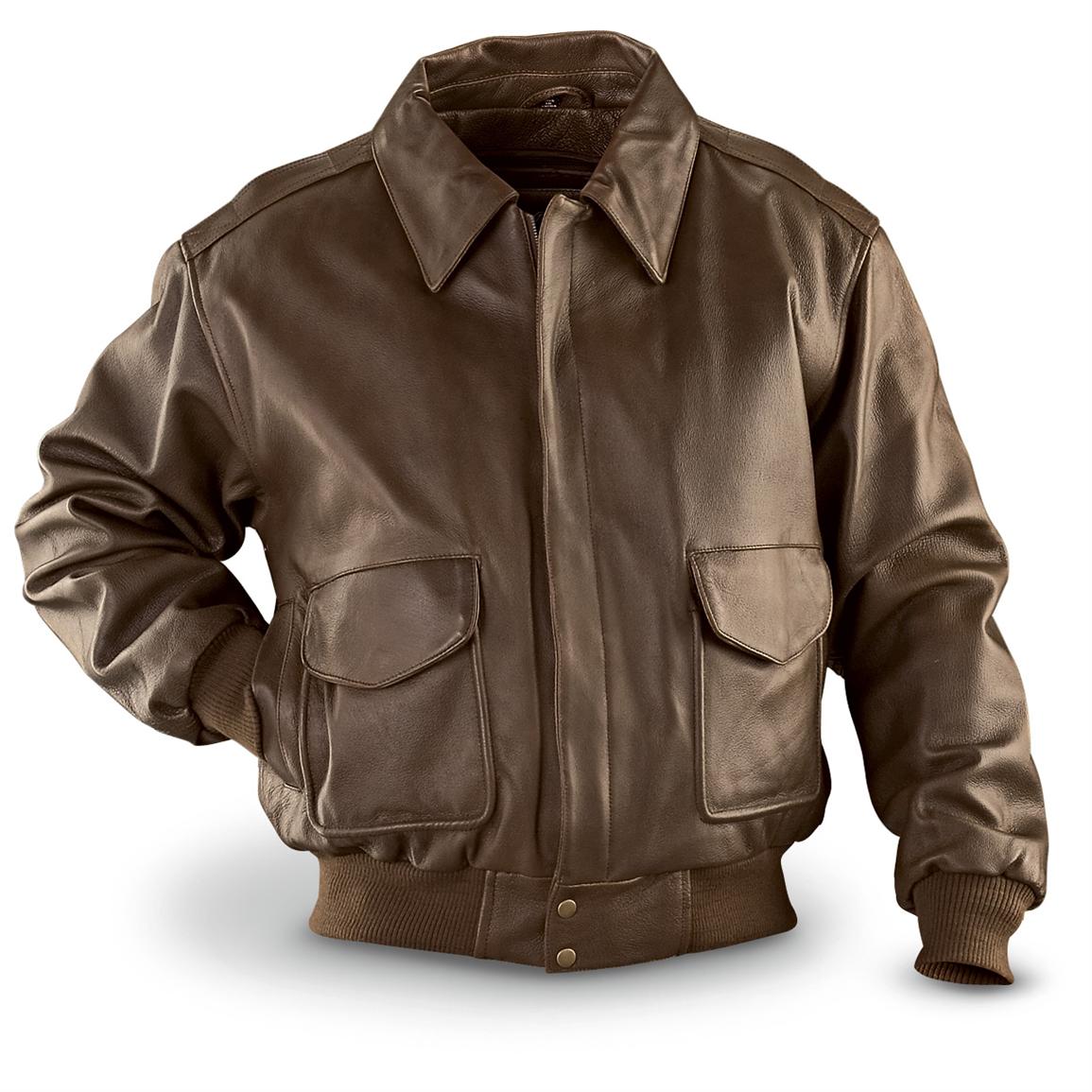 Vintage Leather™ Bomber Jacket with Zip - out Liner, Brown - 163410, Insulated Jackets & Coats ...