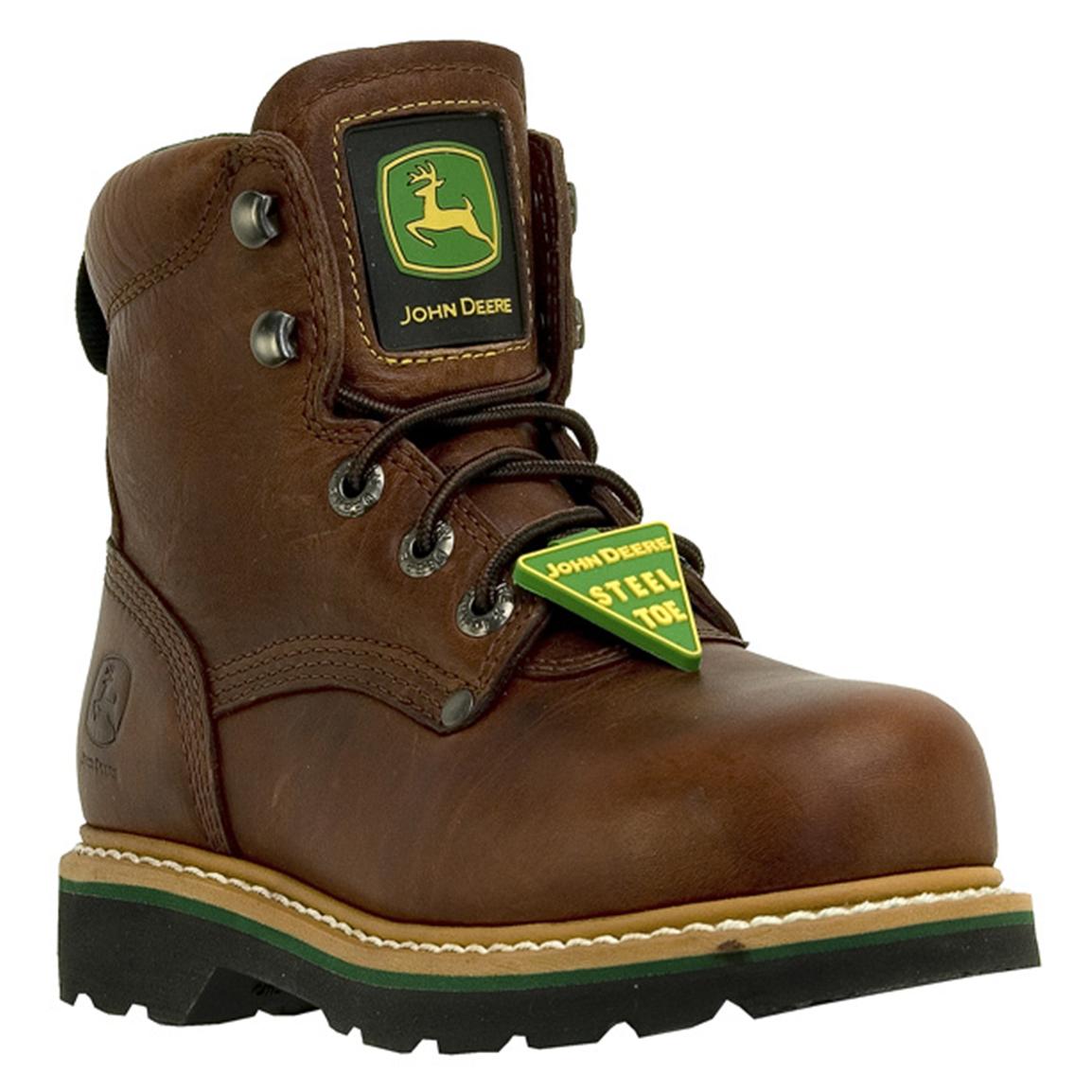 Women&#39;s John Deere® 6&quot; Safety Toe Lace - Up Boots, Brown Walnut - 165407, Work Boots at ...