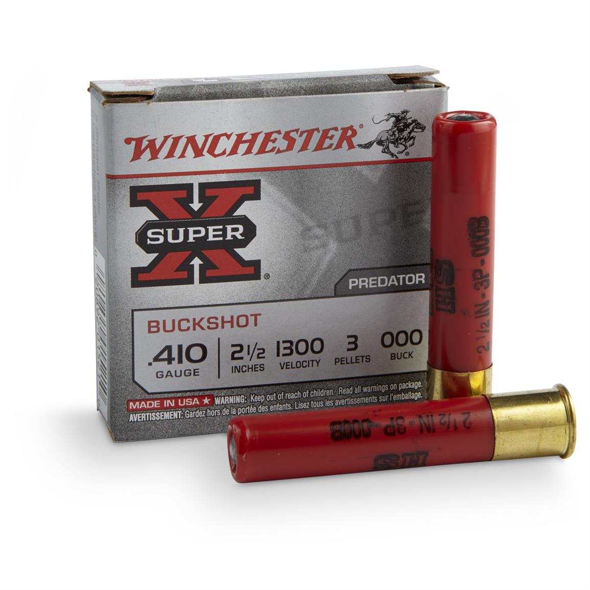 5 Rounds Winchester Super X 410 2 1 2 000 Buckshot 3 Pellets 167246 410 Gauge Shells At