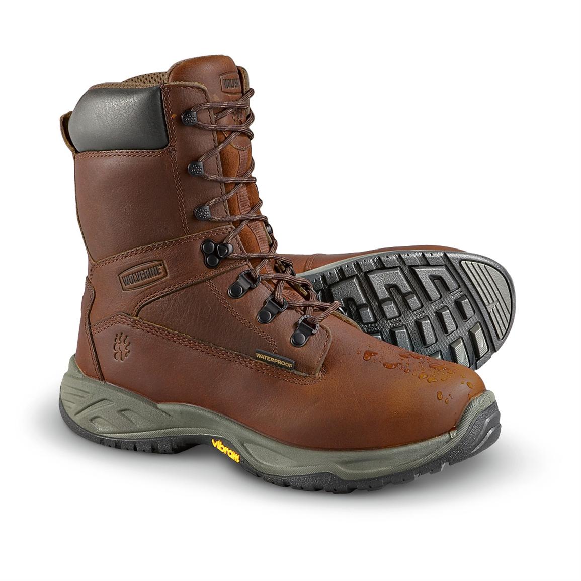 Mens Wolverine® Multishox® Waterproof 8 Steel Toe Vibram® Work Boots With 400 Gram Thinsulate