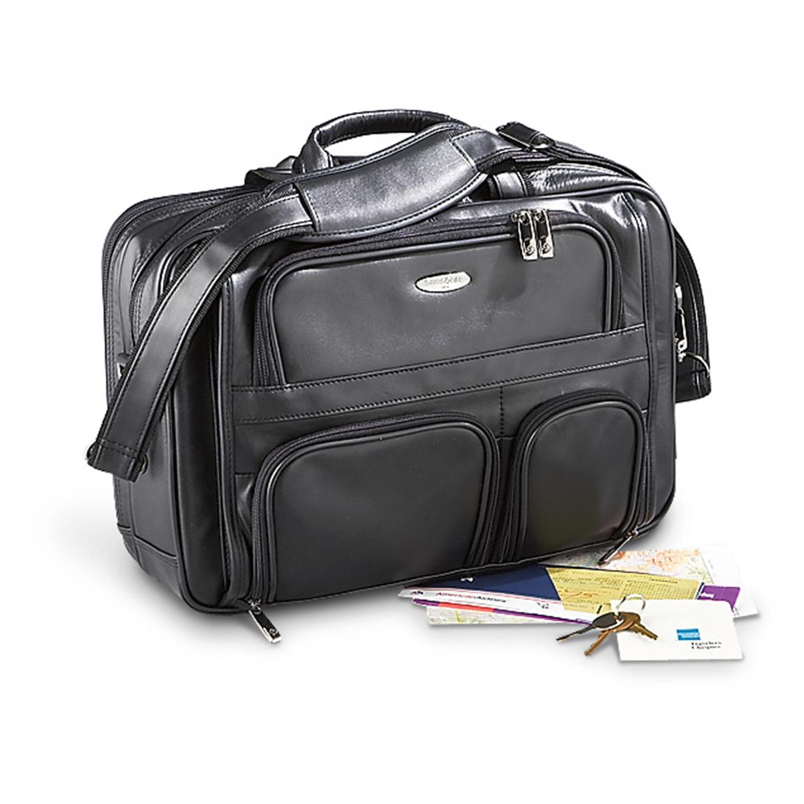 Samsonite® Leather Organizer Briefcase, Black - 168485, Briefcases & Laptop Bags at Sportsman&#39;s ...