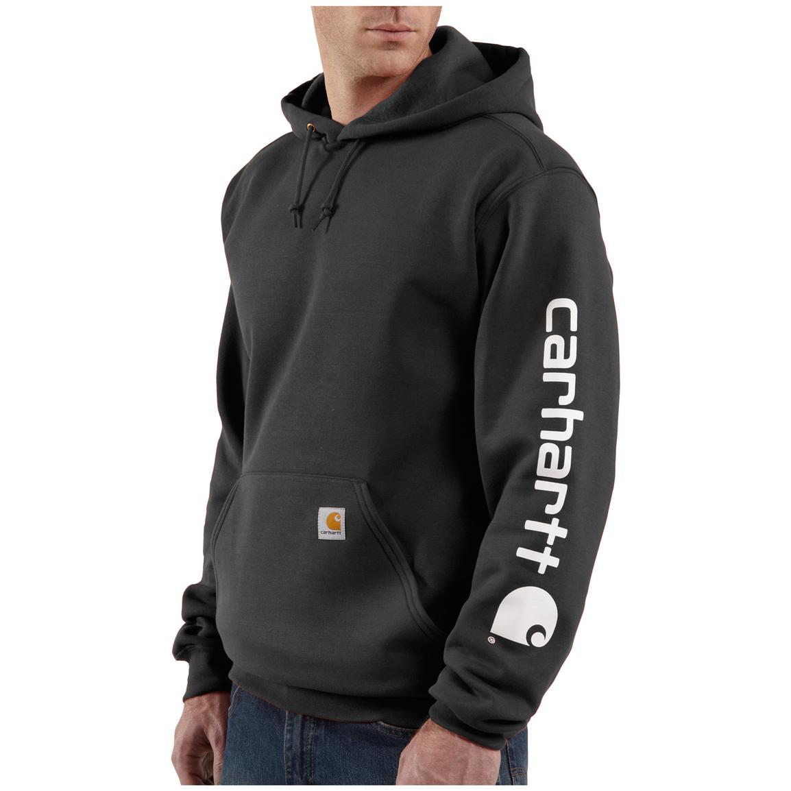 Mens Carhartt® Midweight Hooded Logo Sleeve Pullover Sweatshirt