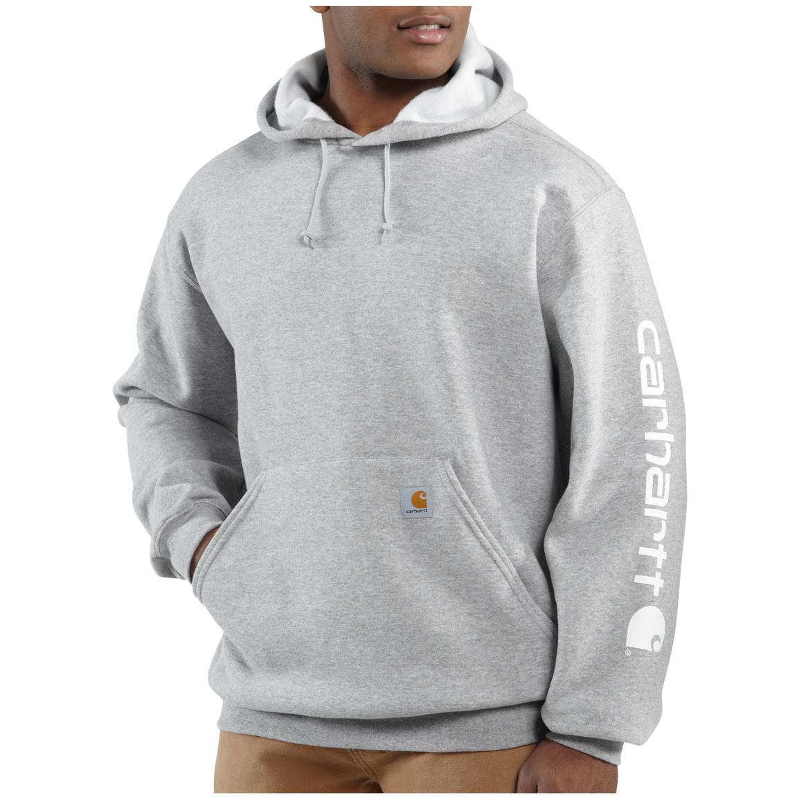 Men&#39;s Carhartt® Midweight Hooded Logo-sleeve Pullover Sweatshirt - 170017, Sweatshirts & Hoodies ...
