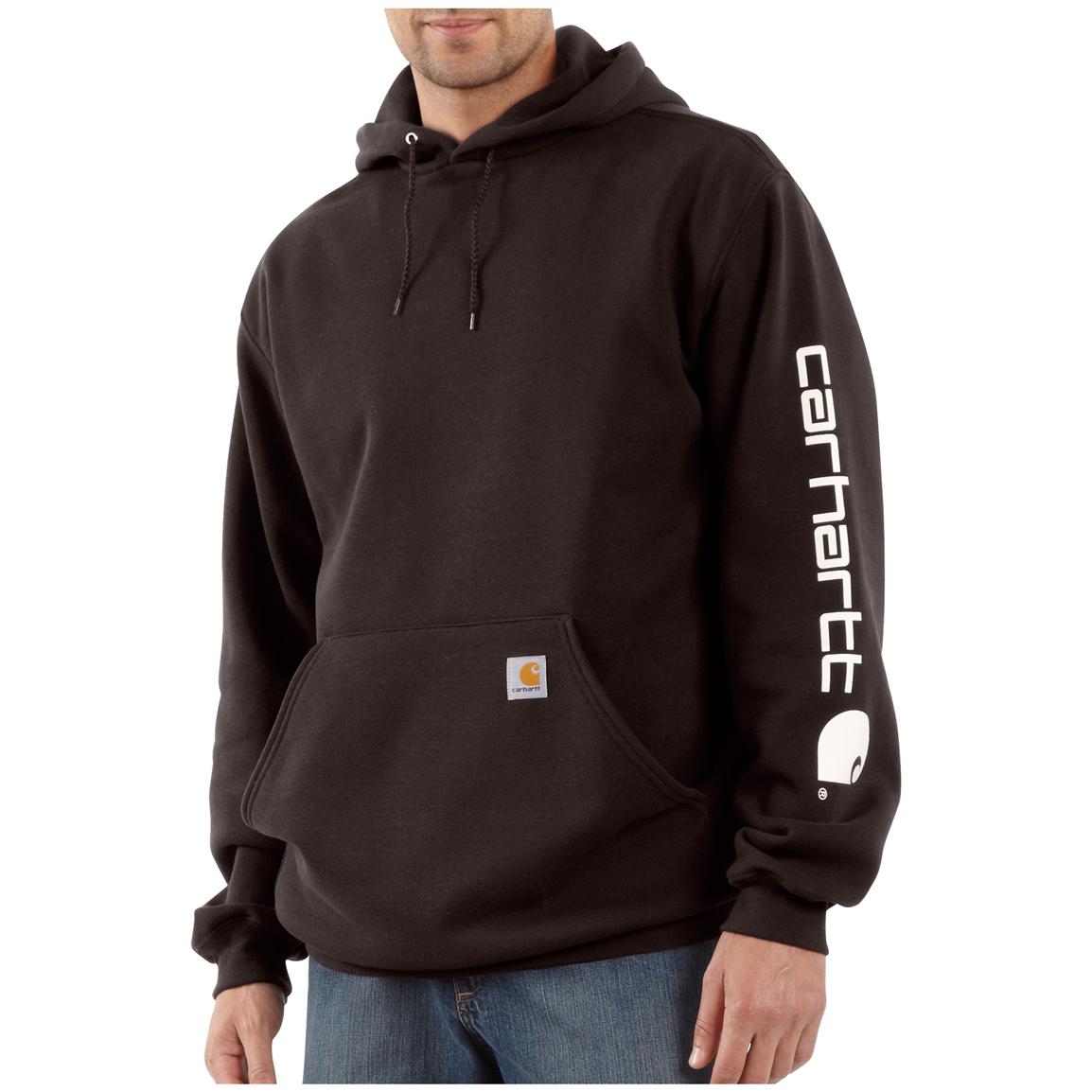 Men&#39;s Carhartt® Midweight Hooded Logo-sleeve Pullover Sweatshirt - 170017, Sweatshirts & Hoodies ...
