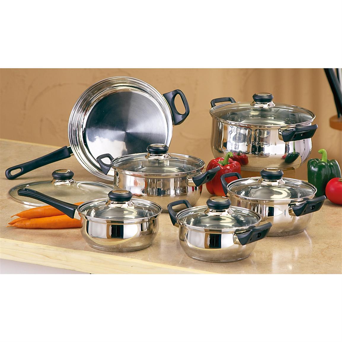 12 Pc. Gourmet Chef™ Stainless Steel Cookware Set 175161, Cookware