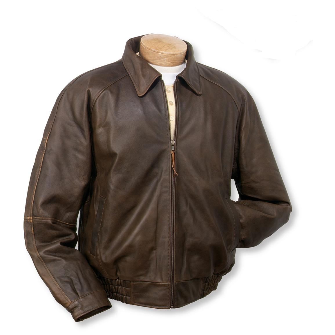 Men&39s Burk&39s Bay® Distressed Classic Leather Jacket Brown