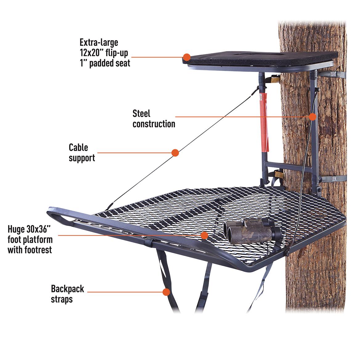 Guide Gear XL HangOn Tree Stand, 30" x 36" 177438, Hang On Tree