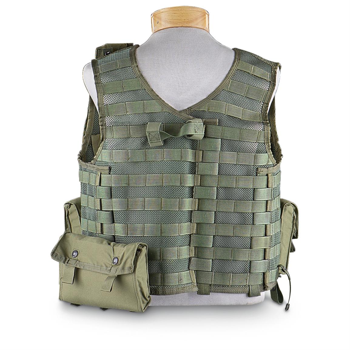 New U.S. Military Survival Vest with Pouches, Olive Drab - 182342