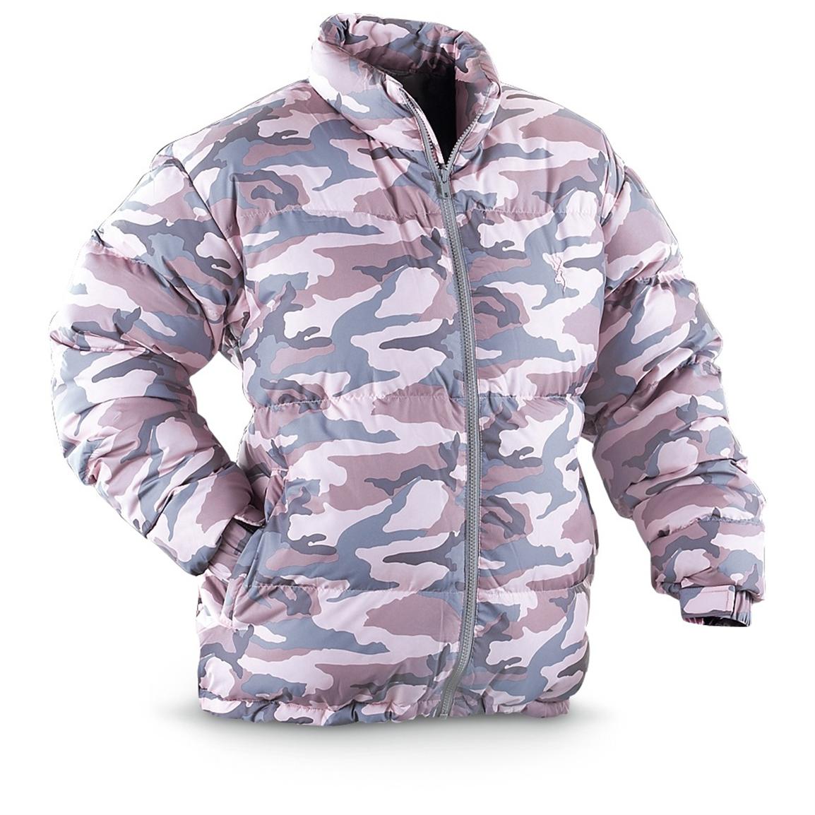 Womens Browning® Hooded Camo Down Jacket Pink Camo 186247 Insulated Jackets And Coats At 0333