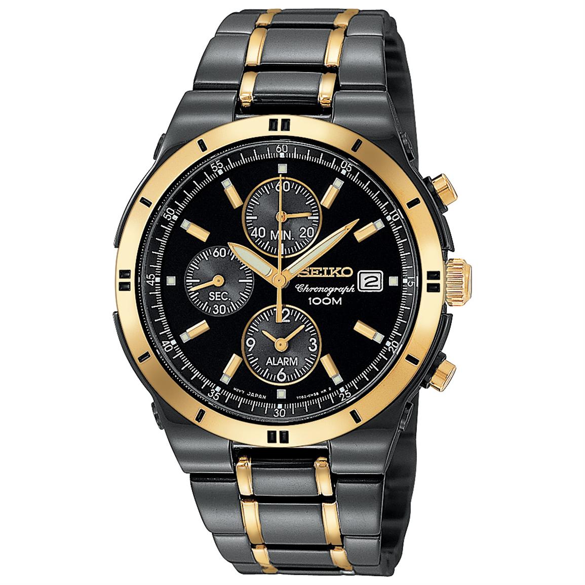 Men's Seiko® Black Ion Chronograph Watch 187688, Watches at Sportsman