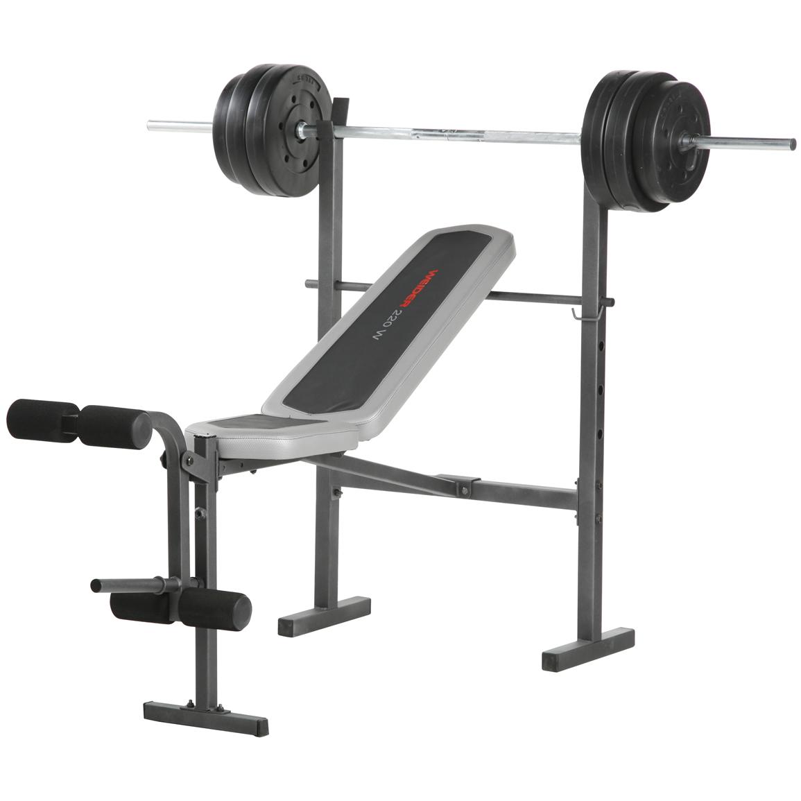 Weider 220W Bo Bench With 80 Lb Weight Set
