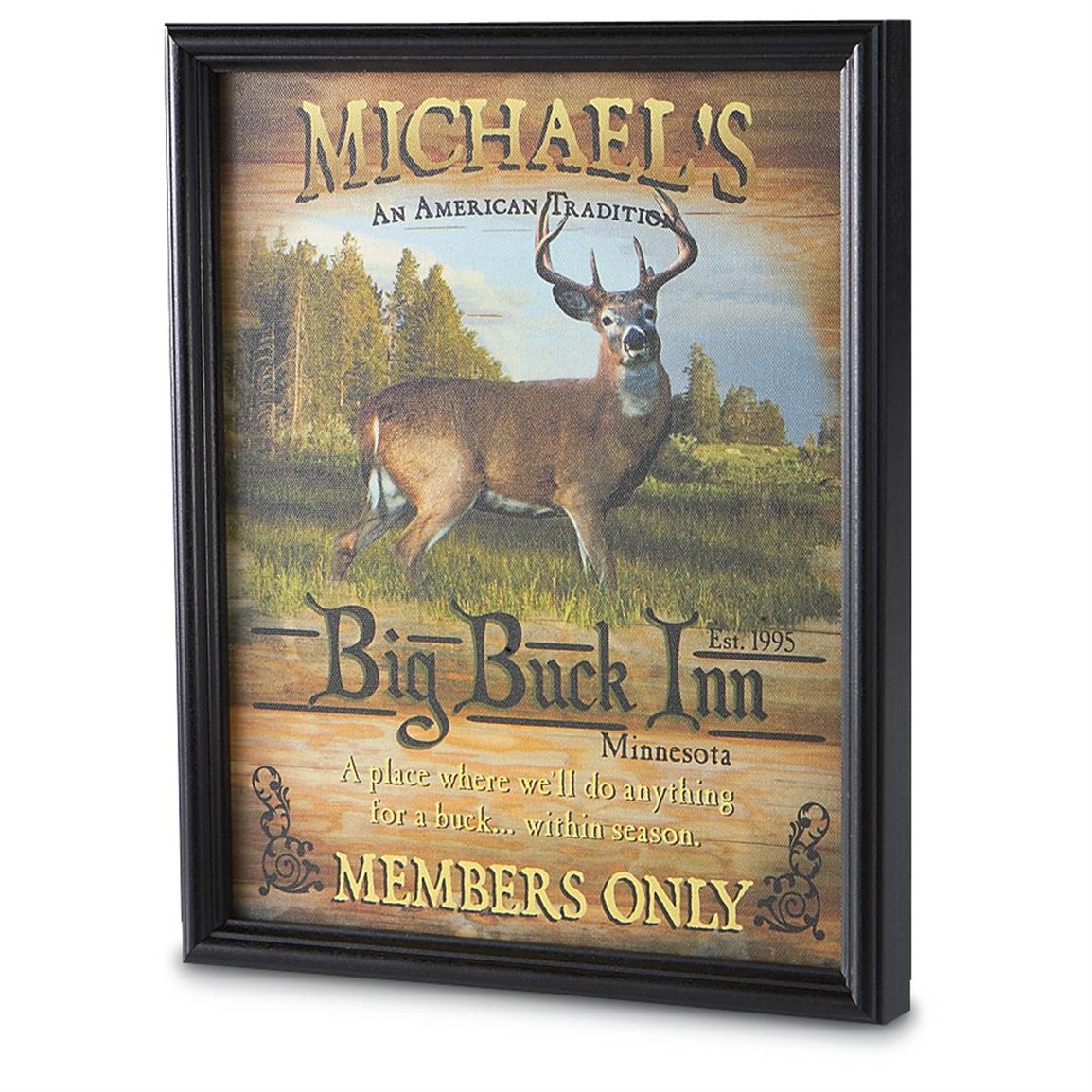 Personalized Framed Wildlife Canvas, Deer - 189280, Wall Art at Sportsman&#39;s Guide