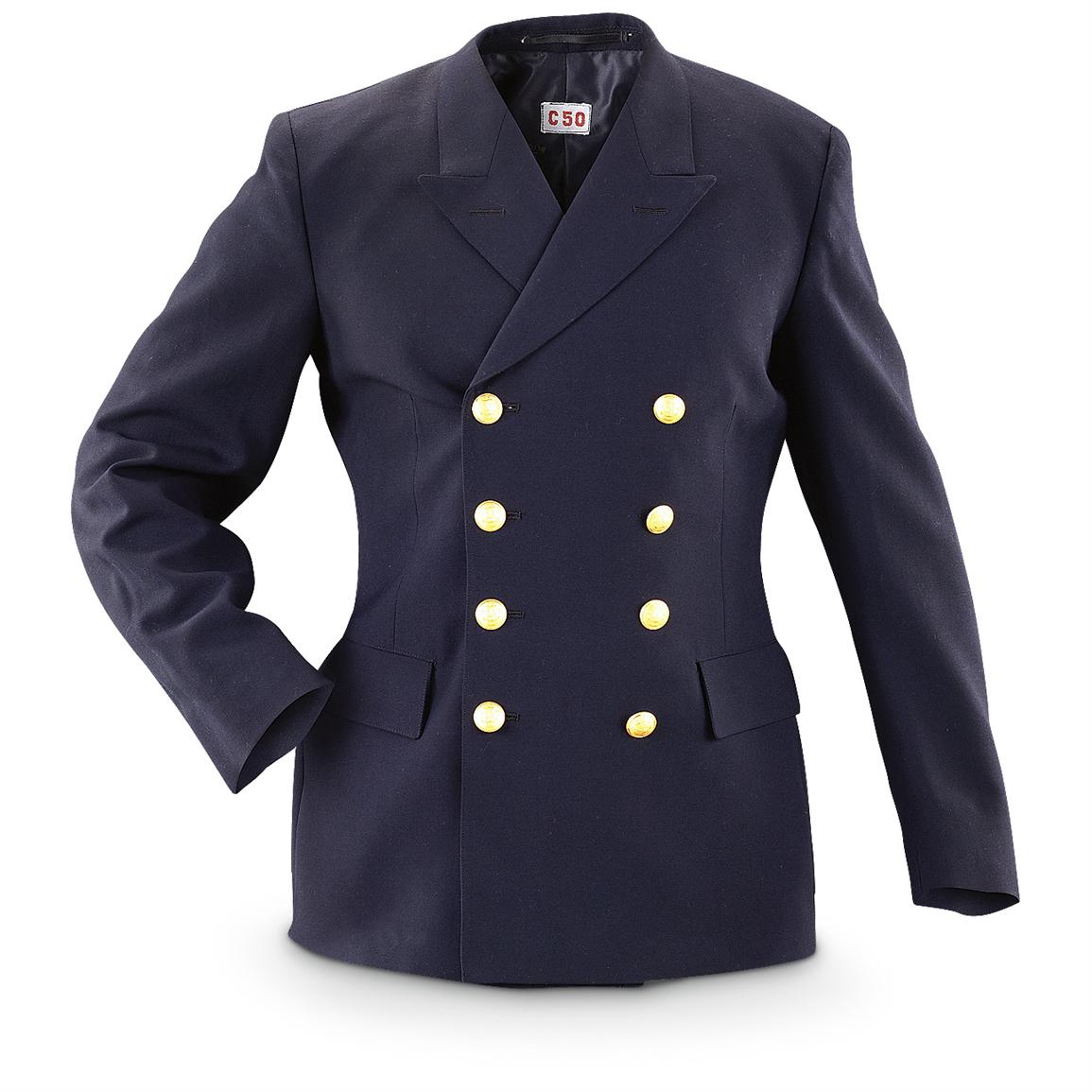 New Swedish Military Surplus Navy Officers Coat, Navy Blue - 190470 