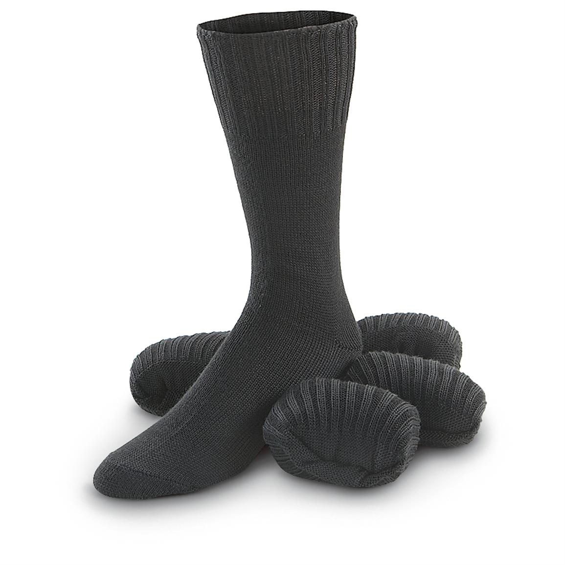 5 Prs. of New Italian Military Wool Socks, Black - 190573, Socks at