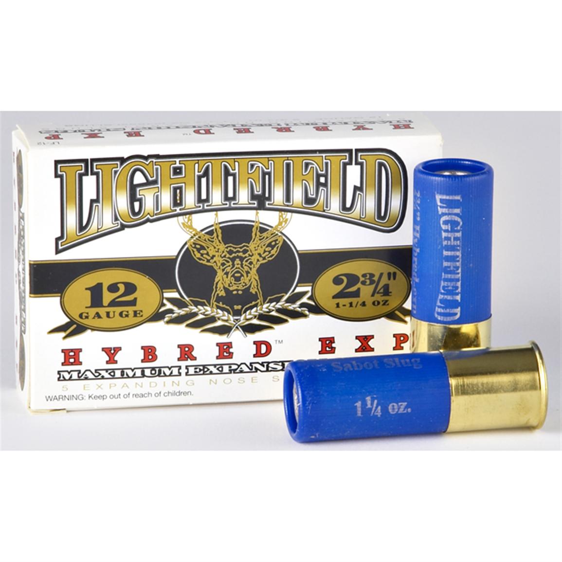 Box of 5 Lightfield Hybred EXP 12 Gauge 2 3/4" 1 1/4oz. Sabot Slugs