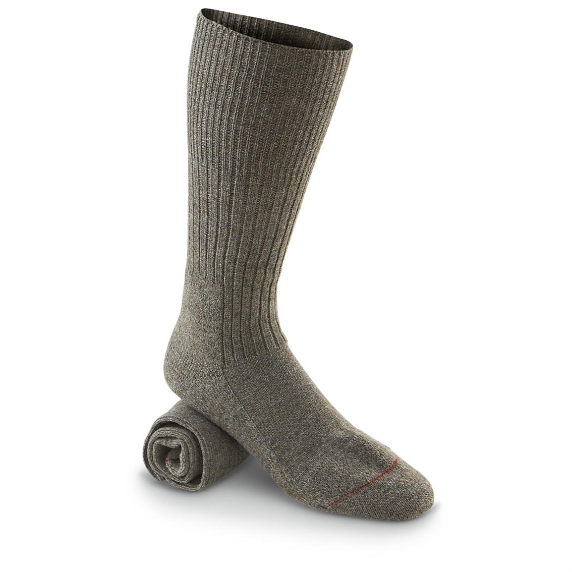 4 Prs. of New Swedish Military Wool Socks, Olive Drab 196798, Socks