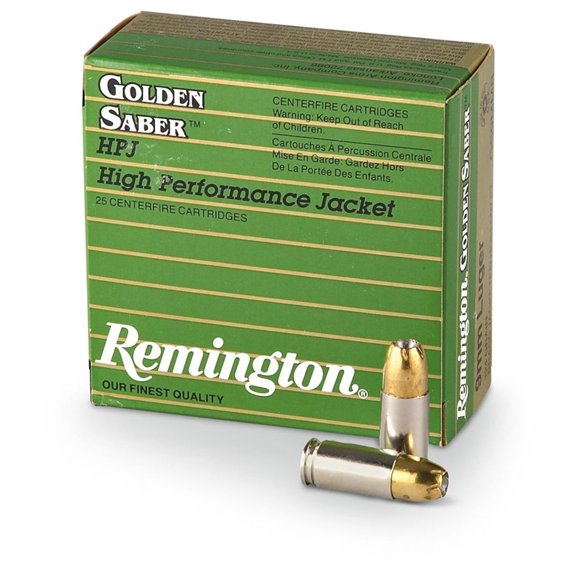 Remington Golden Saber 9mm Luger P BJHP 124 Grain 100 Rounds 