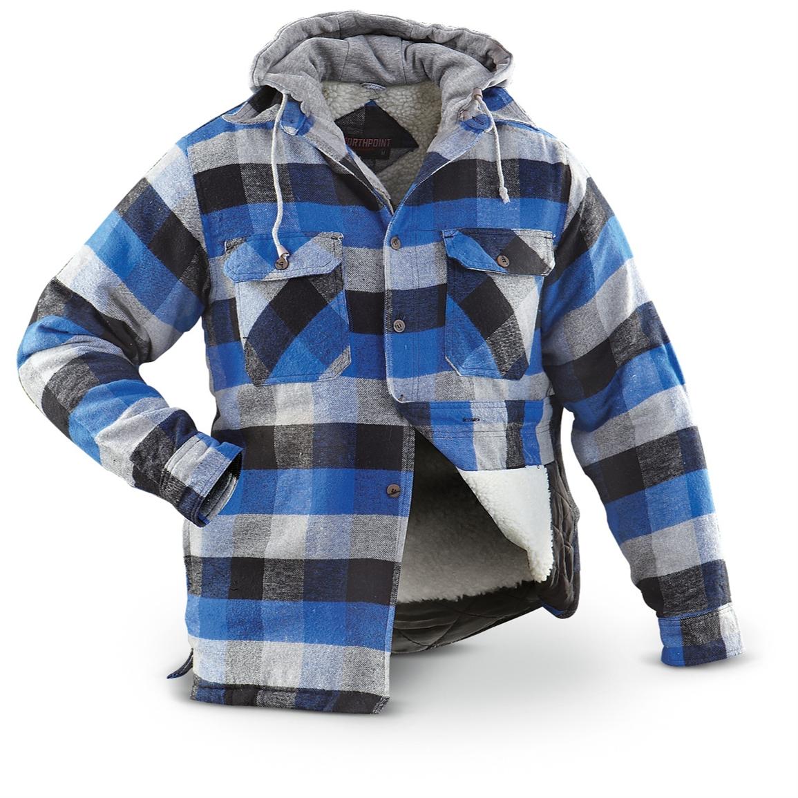 men's fleece flannel hooded shirts & tops