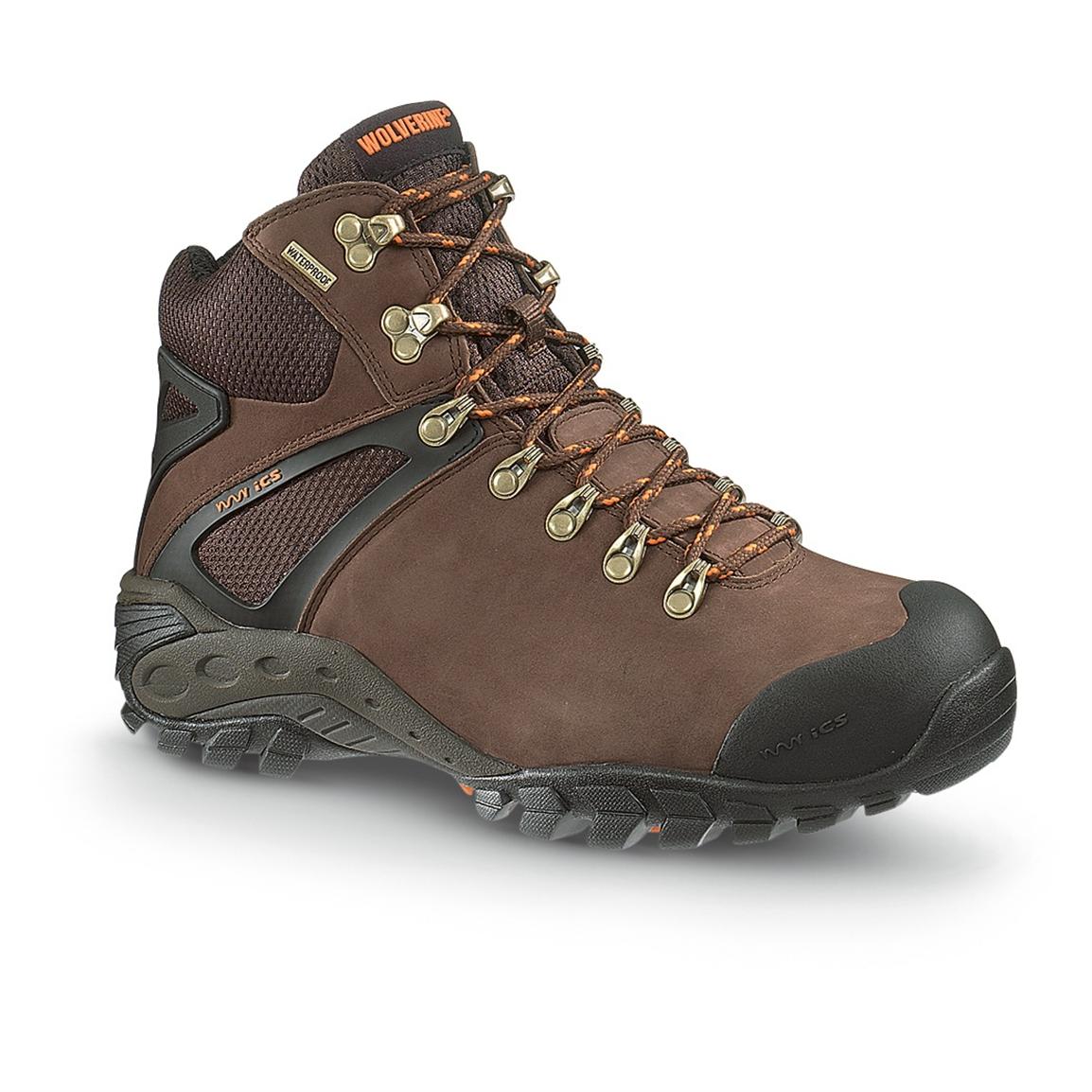 Men&#39;s Wolverine® Omar Waterproof Hikers, Brown - 200586, Hiking Boots & Shoes at Sportsman&#39;s Guide