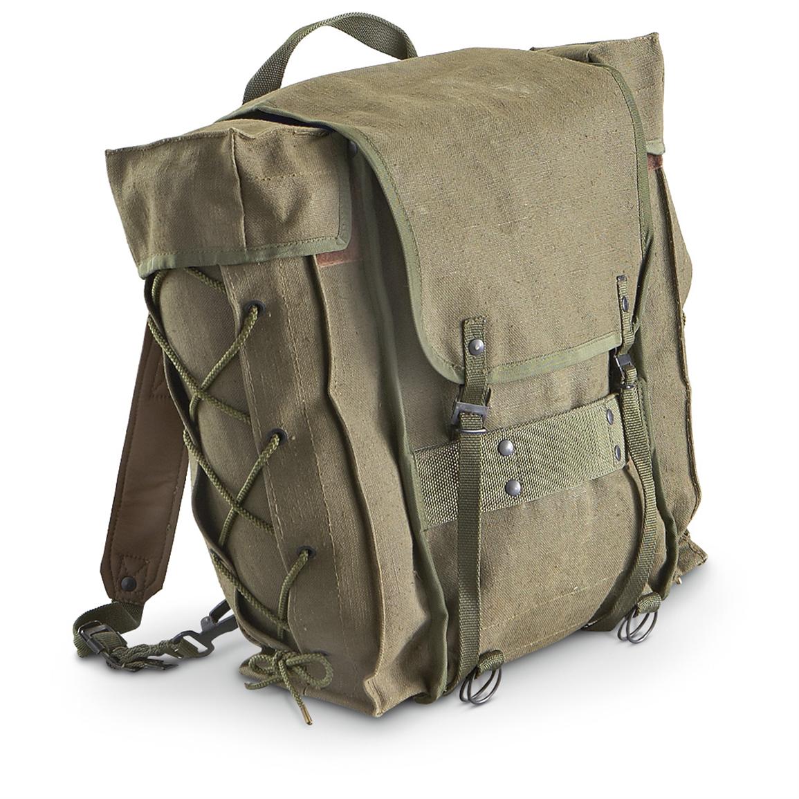 Used Italian Military Canvas Rucksack, Olive Drab - 205848, Rucksacks & Backpacks at Sportsman&#39;s ...
