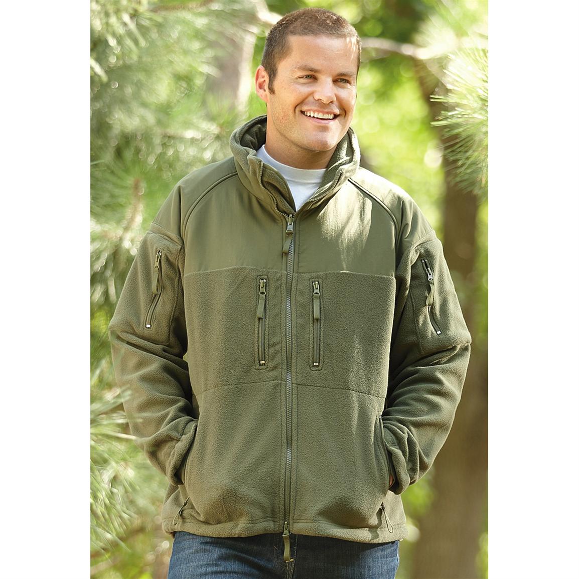 Fox Tactical™ Military - style Fleece Jacket Olive Drab - 202388