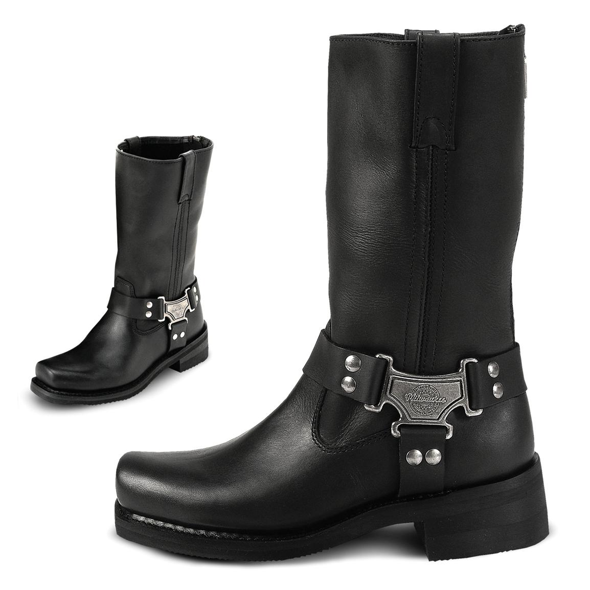 Women&#39;s Milwaukee Motorcycle Harness Boots, Black - 20925, Motorcycle & Biker Boots at Sportsman ...