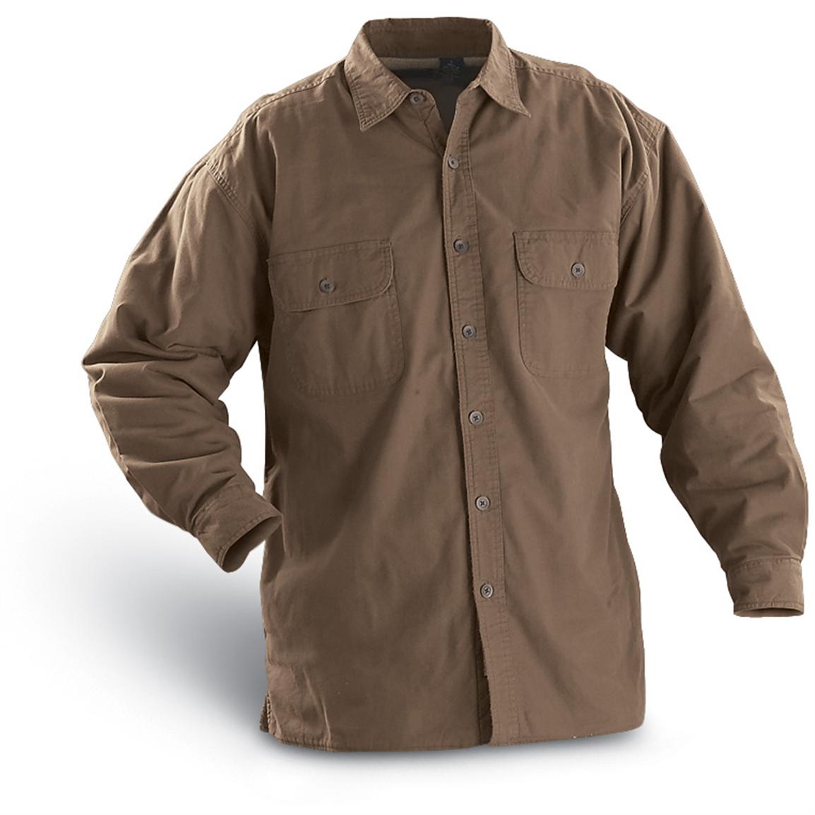 Wolverine® Fleece-lined Canvas Shirt / Jacket, Olive - 20985, Shirts at