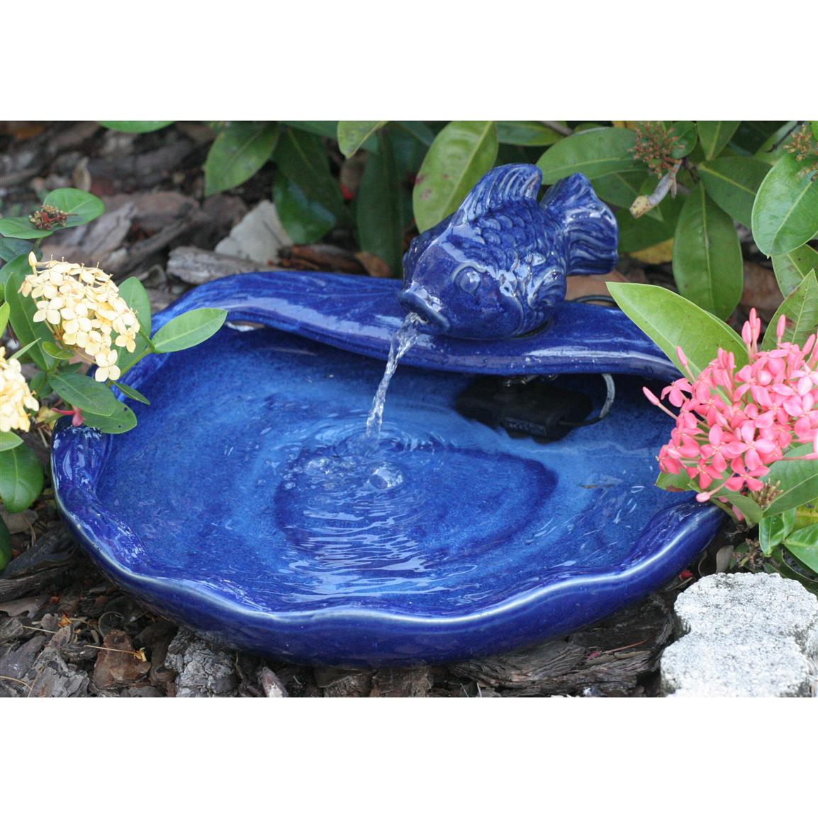 Smart Solar™ Ceramic Solar Koi Fountain - 210773, Decorative Accessories at Sportsman's Guide