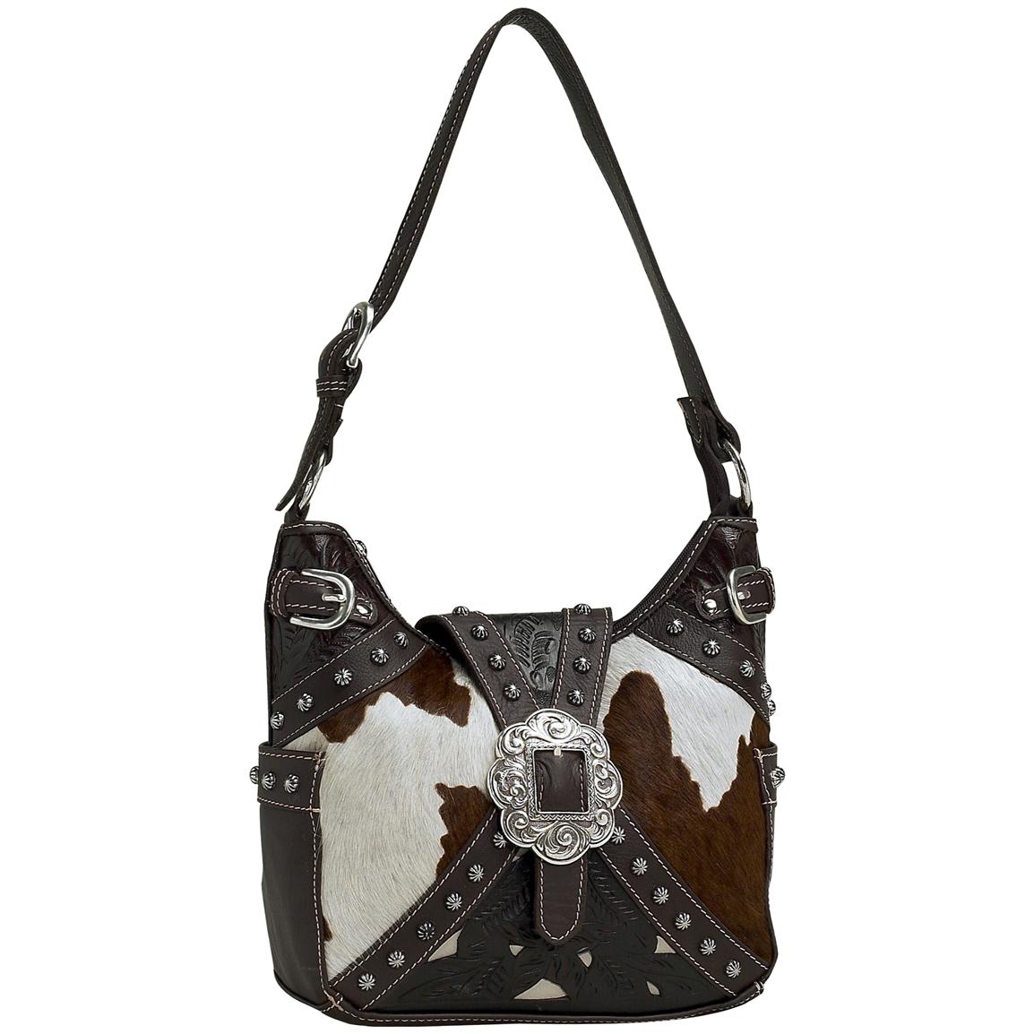 American West® Prairie Rose Collection Hand-tooled Leather Hobo Bag - 211071, Purses & Handbags ...