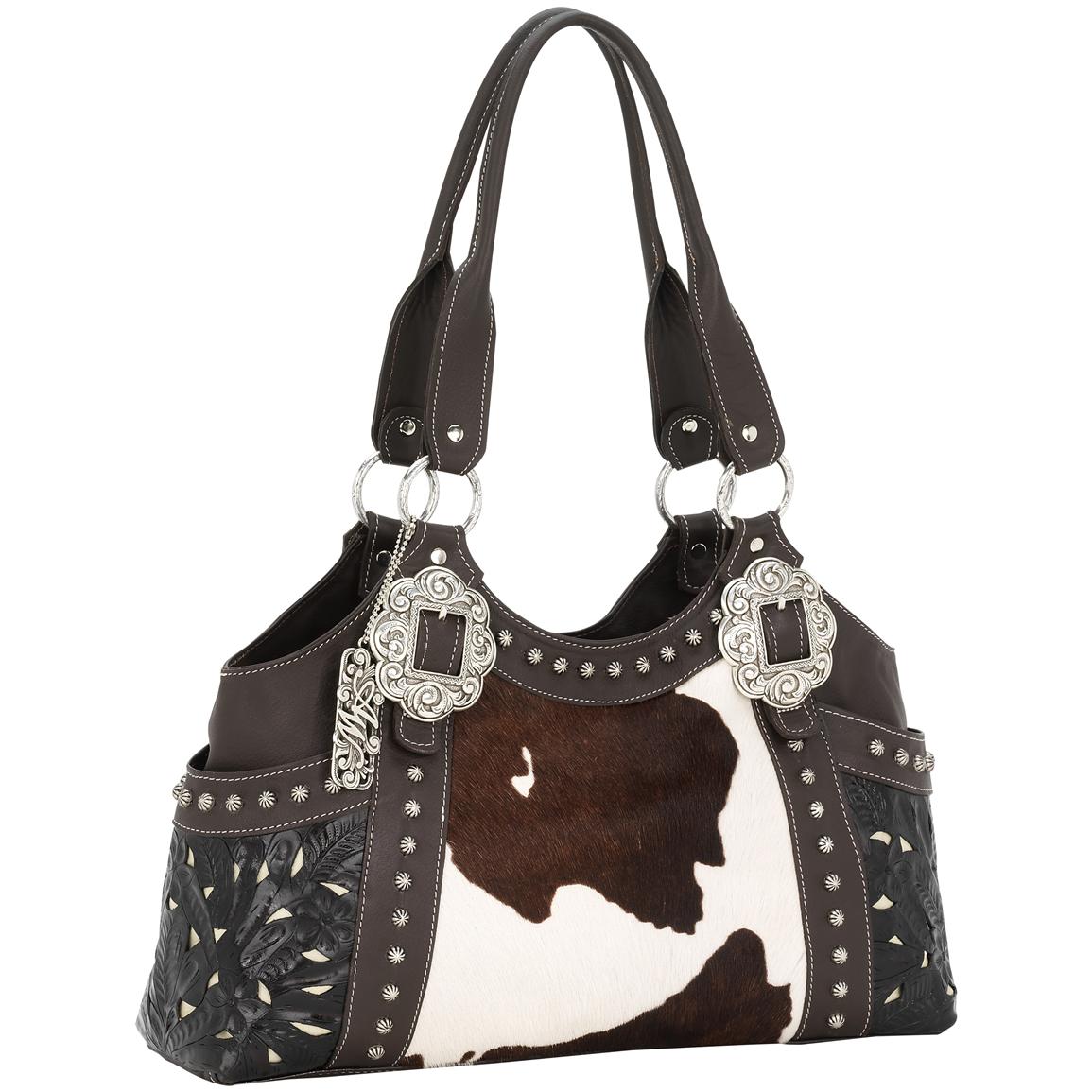 American West® Prairie Rose Collection Hand-tooled Leather Tote Bag