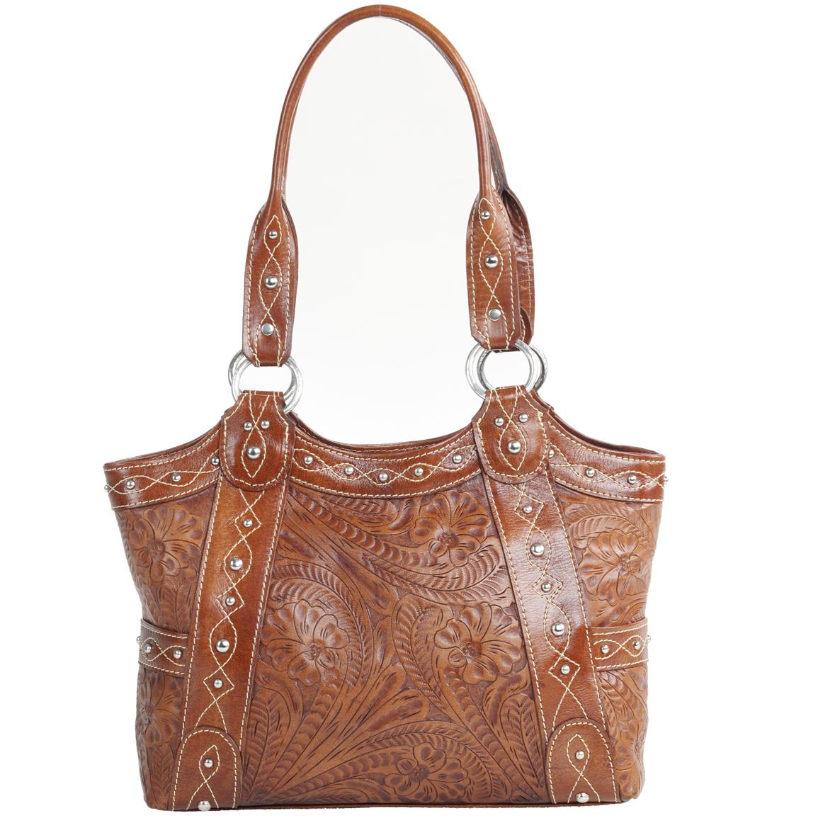 American West® Over the Rainbow Collection Hand-tooled Leather Tote - 211162, Purses & Handbags ...
