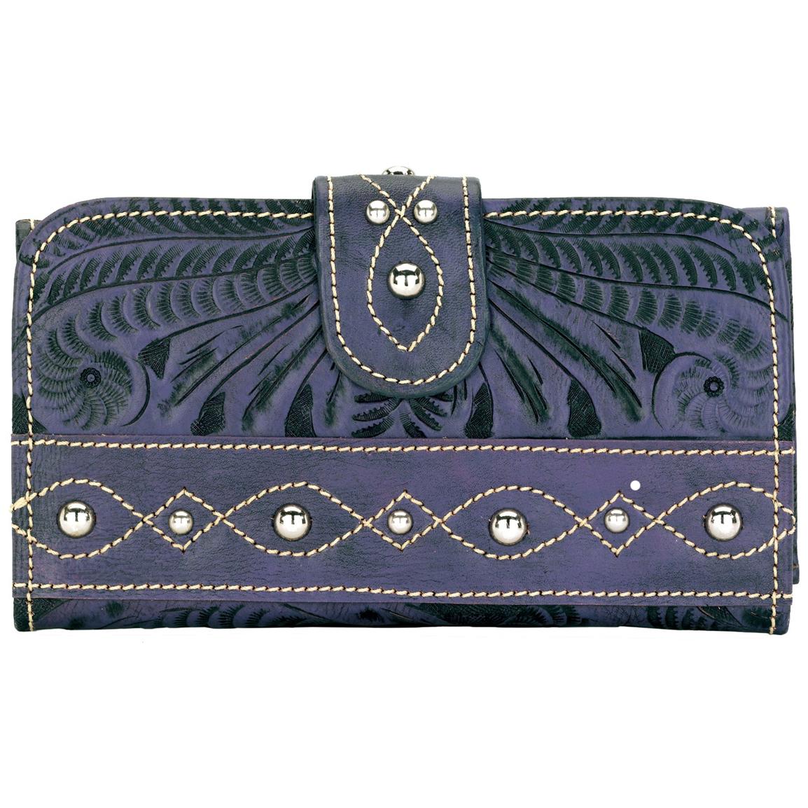 American West® Over the Rainbow Collection Hand-tooled Leather Tri-fold Wallet - 211166, Wallets ...