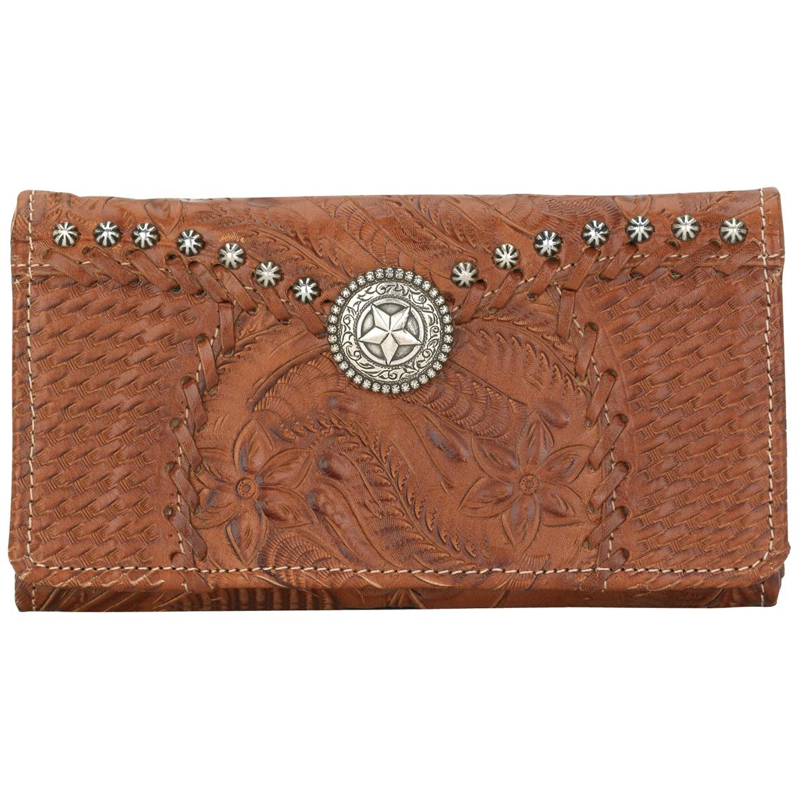 American West® Retro Romance Collection Hand - tooled Leather Wallet - 211170, Wallets at ...