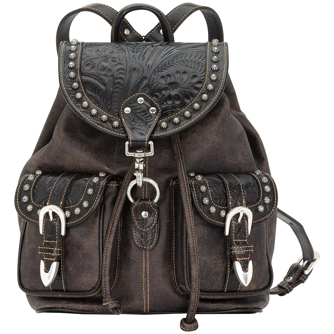 American West® Road Trip Collection Hand-Tooled Leather Backpack - 211254, Purses & Handbags at ...