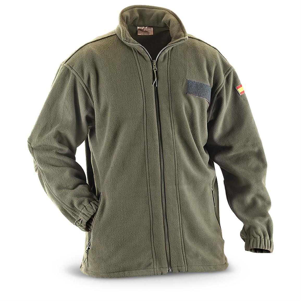 New Spanish Military Fleece Jacket, Olive Drab - 213264, Uninsulated 